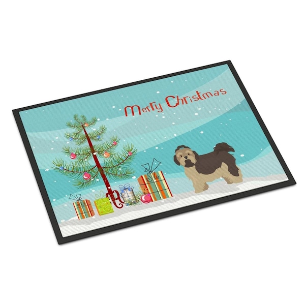 Carolines Treasures 24 x 36 in. Russian Tsvetnaya Bolonka Lap Dog Christmas Tree Indoor or Outdoor Mat CK3483JMAT - main